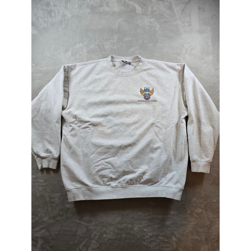 Vintage Sweatshirt 2XL Gray Bay Side Air Force Airpower AFA Made USA Fits Short